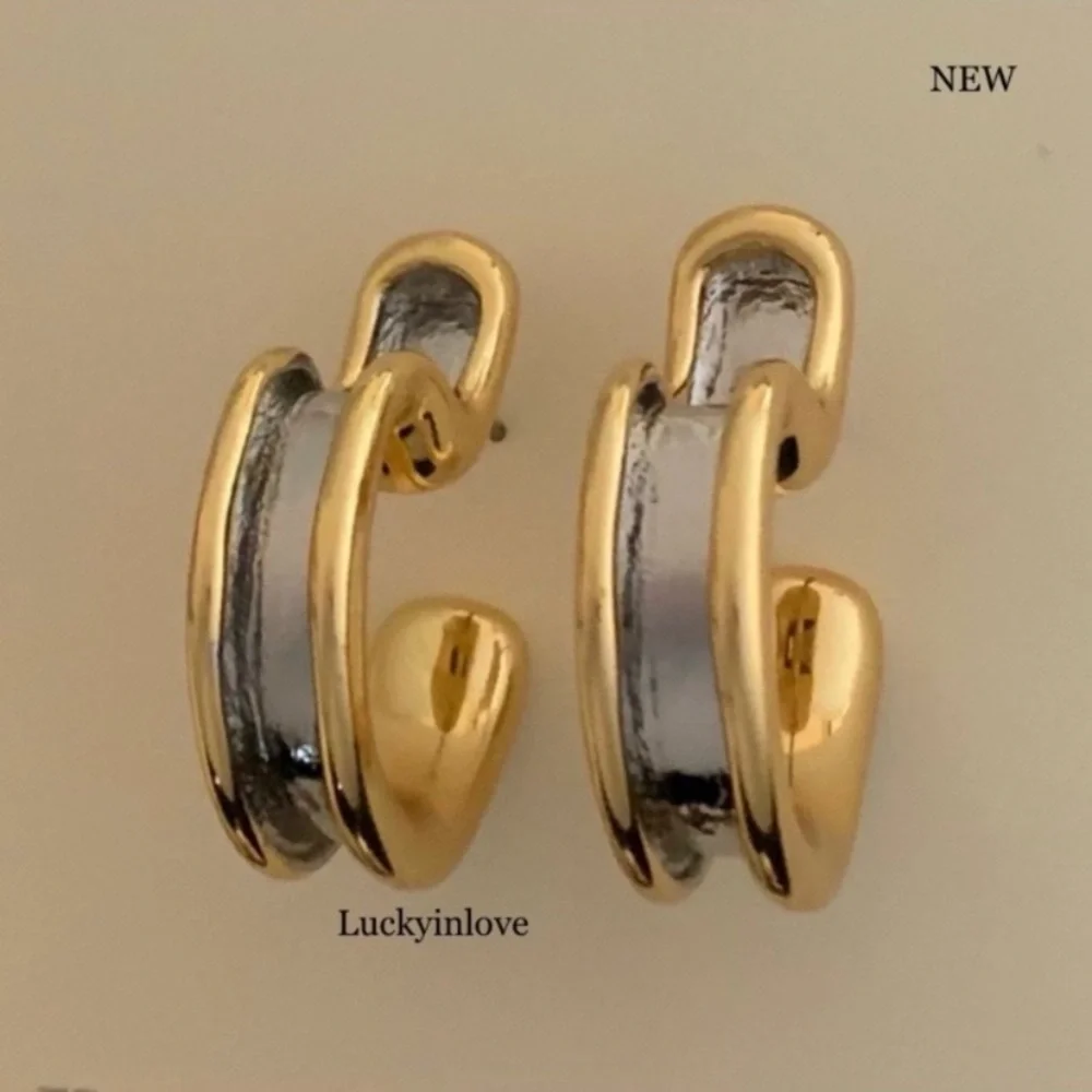 ALEXIS BITTAR • Amani Gold Gunmetal Sculpted Hoop Huggies Earrings
